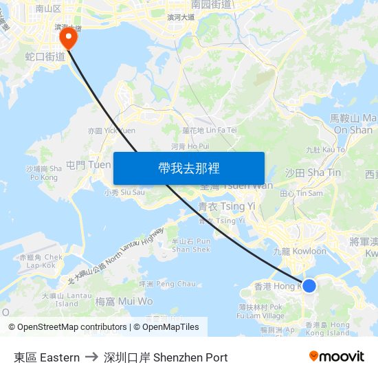 東區 Eastern to 深圳口岸 Shenzhen Port map