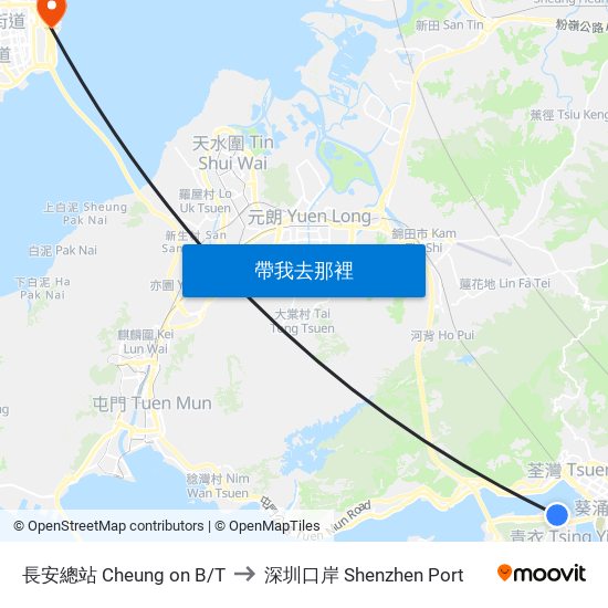 長安總站 Cheung on B/T to 深圳口岸 Shenzhen Port map
