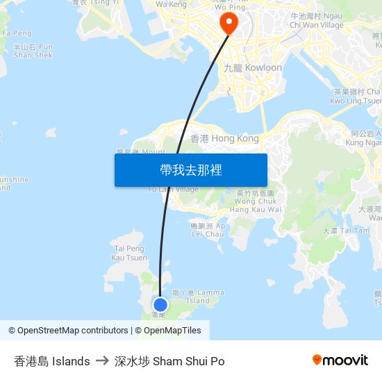 香港島 Islands to 深水埗 Sham Shui Po map