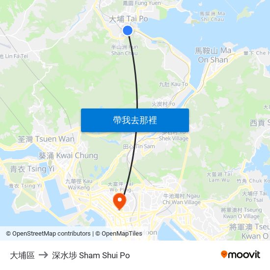 大埔區 to 深水埗 Sham Shui Po map
