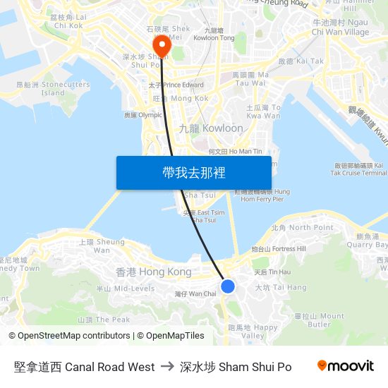 堅拿道西 Canal Road West to 深水埗 Sham Shui Po map