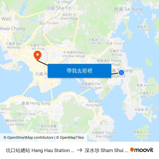 坑口站總站 Hang Hau Station B/T to 深水埗 Sham Shui Po map