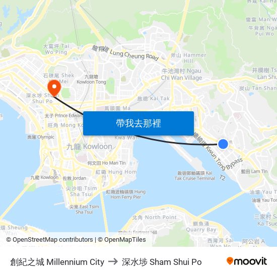 創紀之城 Millennium City to 深水埗 Sham Shui Po map