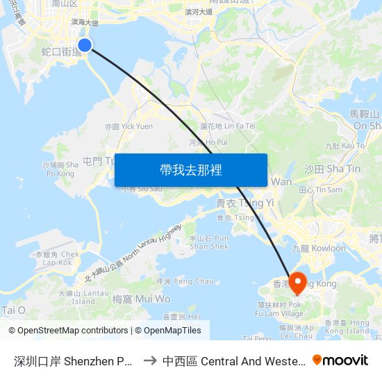 深圳口岸 Shenzhen Port to 中西區 Central And Western map