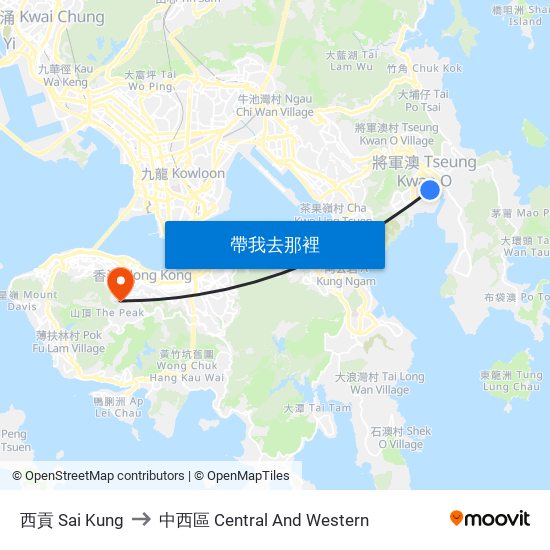 西貢 Sai Kung to 中西區 Central And Western map