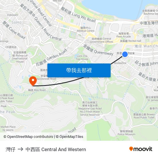 灣仔 to 中西區 Central And Western map