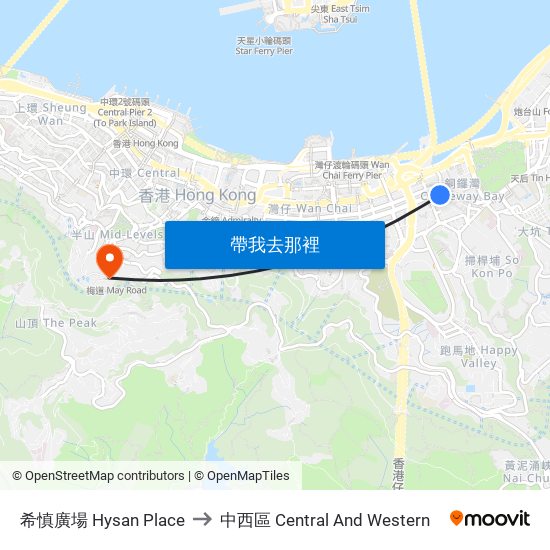 希慎廣場 Hysan Place to 中西區 Central And Western map
