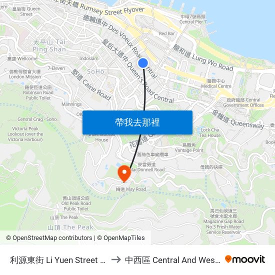 利源東街 Li Yuen Street East to 中西區 Central And Western map