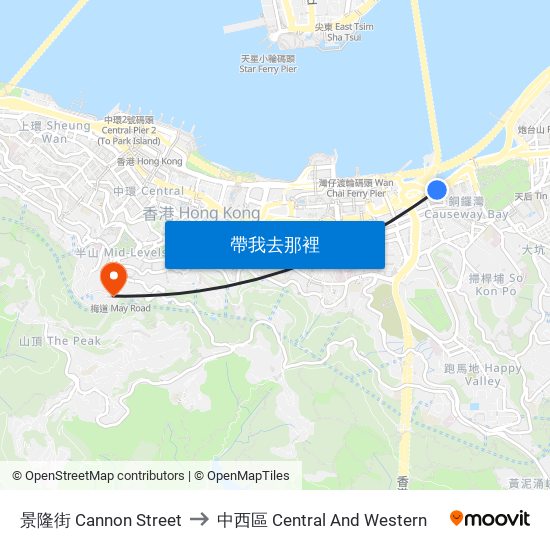 景隆街 Cannon Street to 中西區 Central And Western map