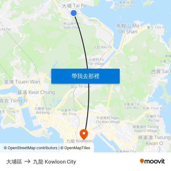 大埔區 to 九龍 Kowloon City map