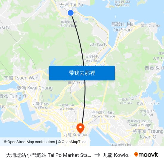 大埔墟站小巴總站 Tai Po Market Station Plb Terminus to 九龍 Kowloon City map