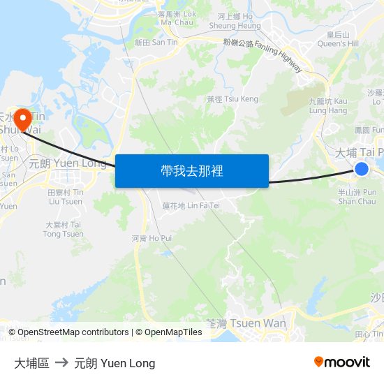 大埔區 to 元朗 Yuen Long map