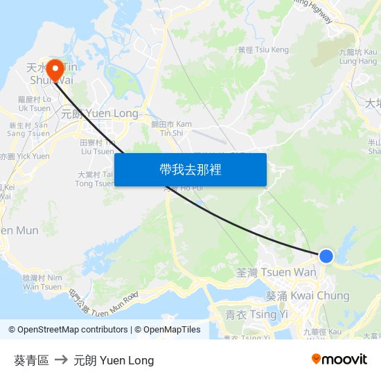 葵青區 to 元朗 Yuen Long map