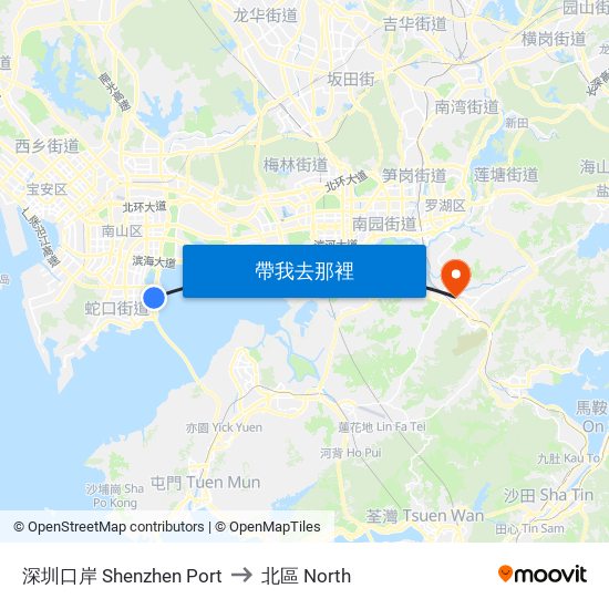 深圳口岸 Shenzhen Port to 北區 North map