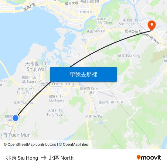 兆康 Siu Hong to 北區 North map