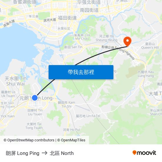 朗屏 Long Ping to 北區 North map