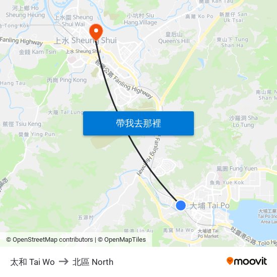 太和 Tai Wo to 北區 North map