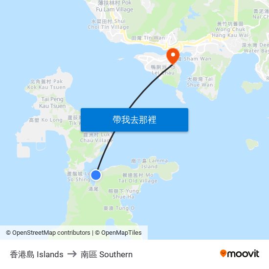香港島 Islands to 南區 Southern map