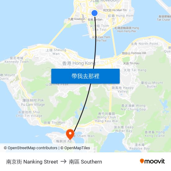 南京街 Nanking Street to 南區 Southern map