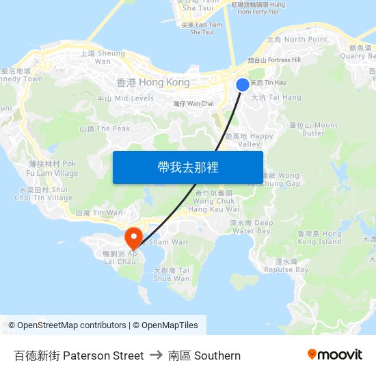 百德新街 Paterson Street to 南區 Southern map