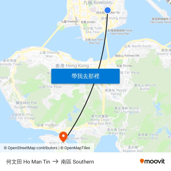 何文田 Ho Man Tin to 南區 Southern map