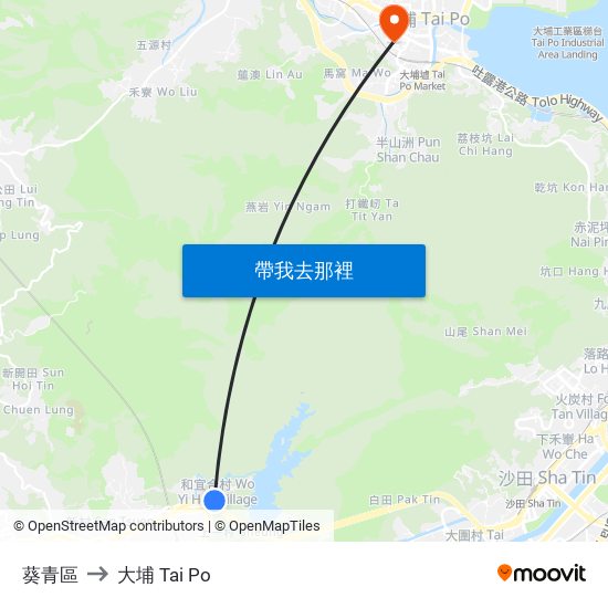 葵青區 to 大埔 Tai Po map