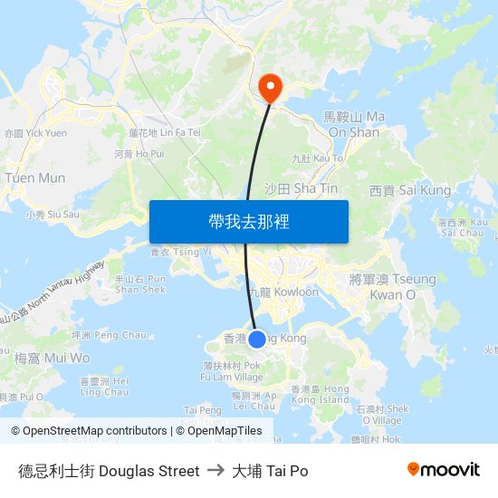 德忌利士街 Douglas Street to 大埔 Tai Po map