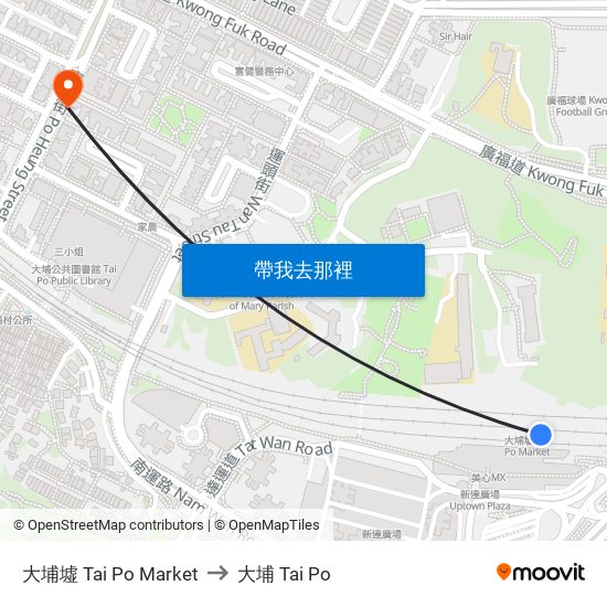 大埔墟 Tai Po Market to 大埔 Tai Po map