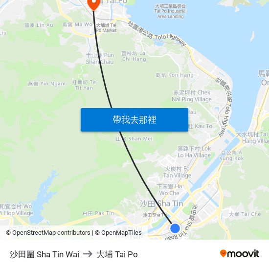 沙田圍 Sha Tin Wai to 大埔 Tai Po map
