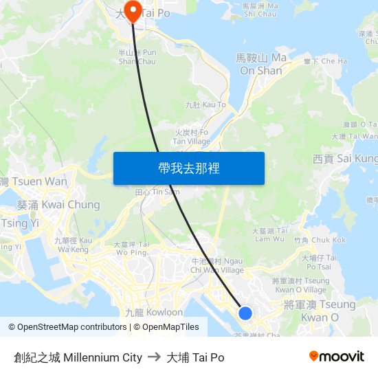 創紀之城 Millennium City to 大埔 Tai Po map