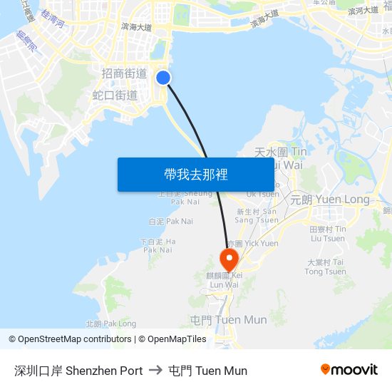 深圳口岸 Shenzhen Port to 屯門 Tuen Mun map
