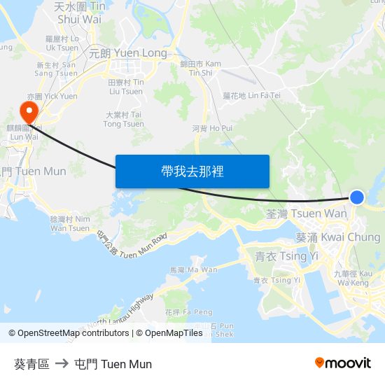 葵青區 to 屯門 Tuen Mun map