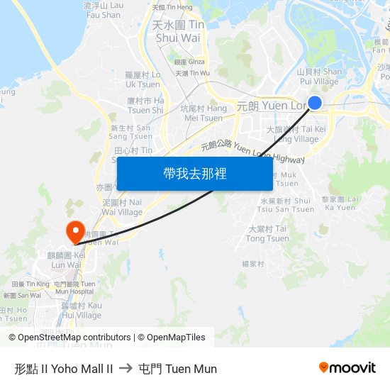 形點 II Yoho Mall II to 屯門 Tuen Mun map