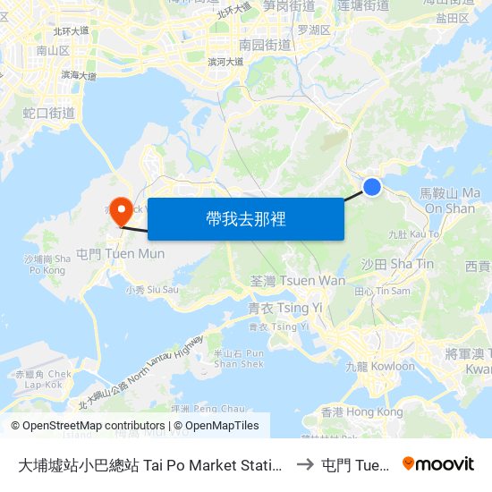 大埔墟站小巴總站 Tai Po Market Station Plb Terminus to 屯門 Tuen Mun map