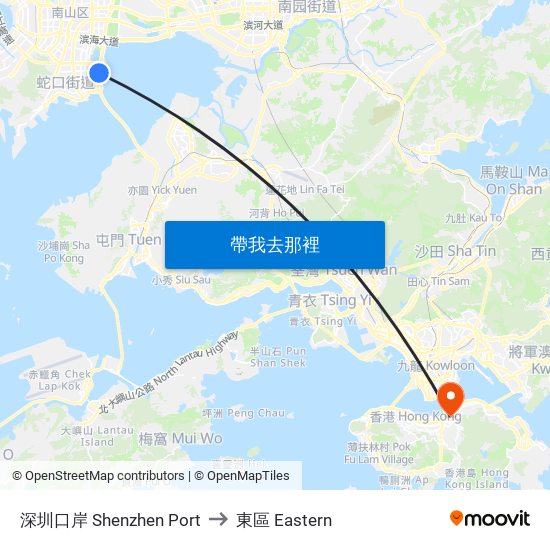 深圳口岸 Shenzhen Port to 東區 Eastern map