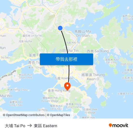大埔 Tai Po to 東區 Eastern map