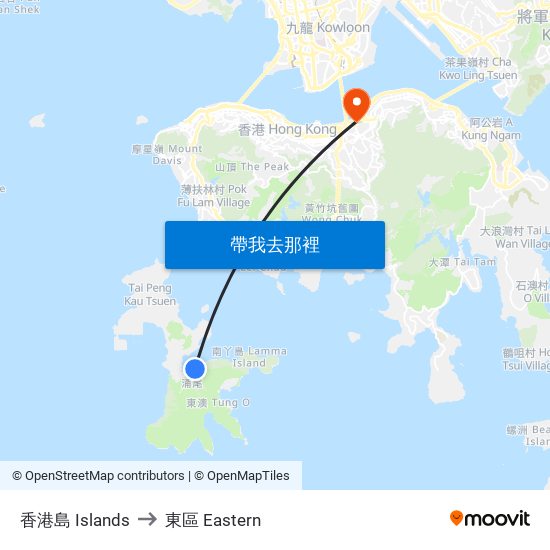 香港島 Islands to 東區 Eastern map