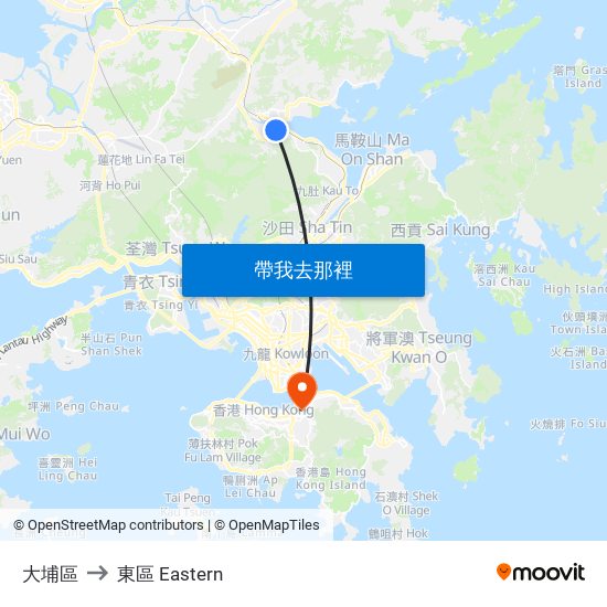 大埔區 to 東區 Eastern map