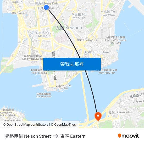奶路臣街 Nelson Street to 東區 Eastern map