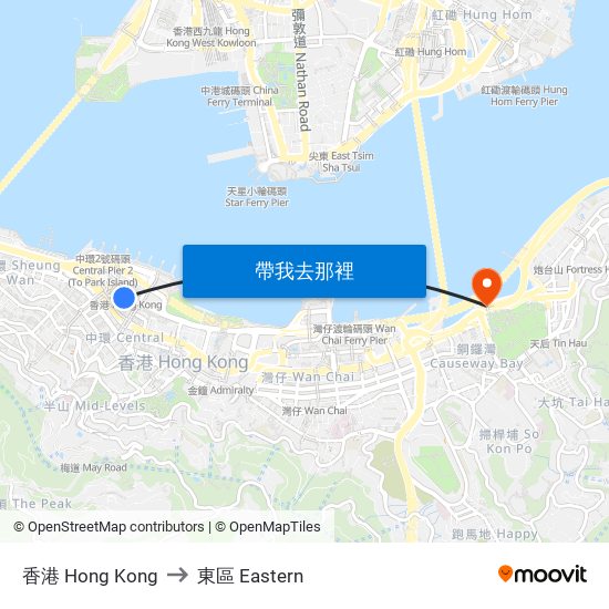 香港 Hong Kong to 東區 Eastern map