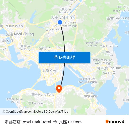 帝都酒店 Royal Park Hotel to 東區 Eastern map