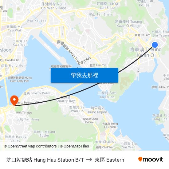 坑口站總站 Hang Hau Station B/T to 東區 Eastern map
