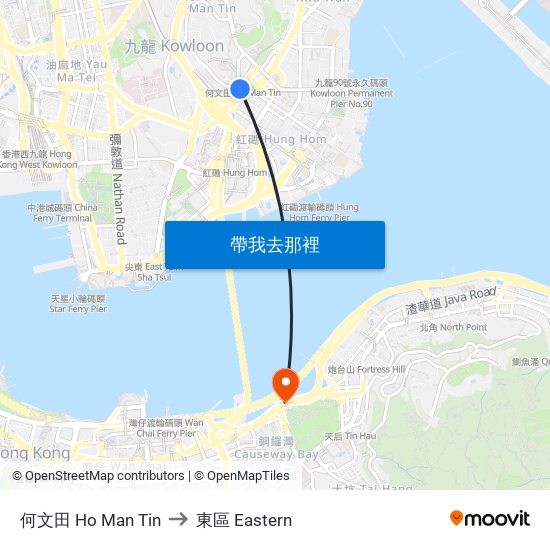 何文田 Ho Man Tin to 東區 Eastern map