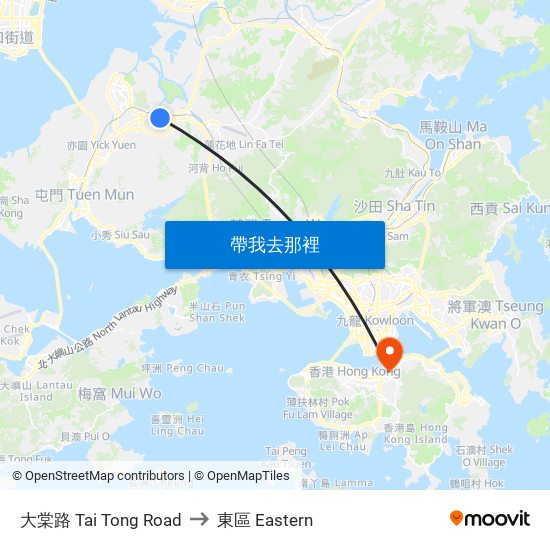 大棠路 Tai Tong Road to 東區 Eastern map