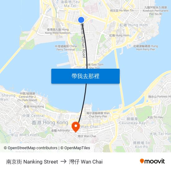 南京街 Nanking Street to 灣仔 Wan Chai map