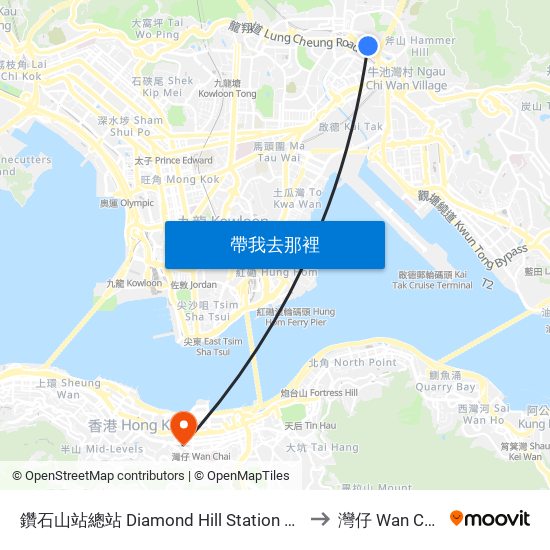 鑽石山站總站 Diamond Hill Station B/T to 灣仔 Wan Chai map