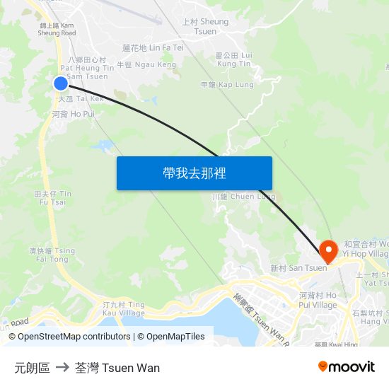 元朗區 to 荃灣 Tsuen Wan map