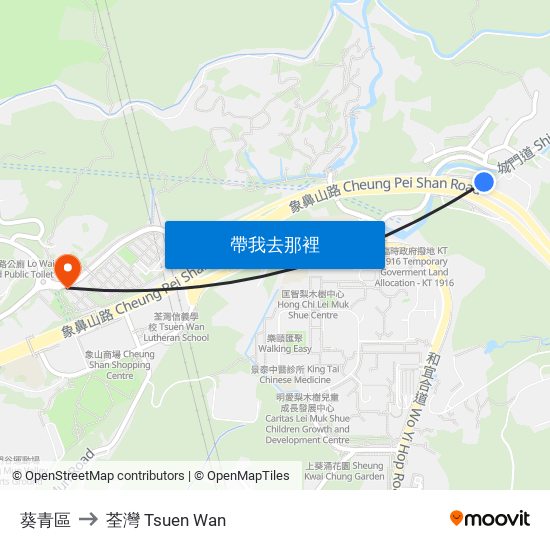 葵青區 to 荃灣 Tsuen Wan map