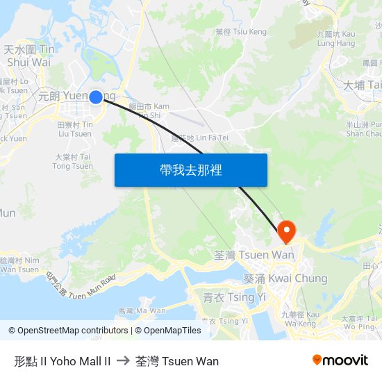 形點 II Yoho Mall II to 荃灣 Tsuen Wan map