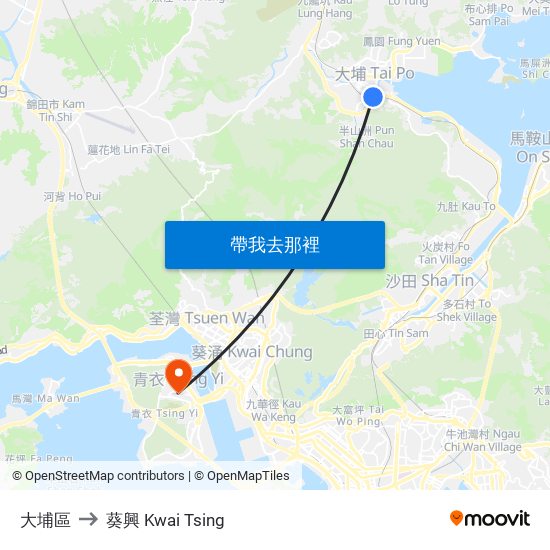 大埔區 to 葵興 Kwai Tsing map
